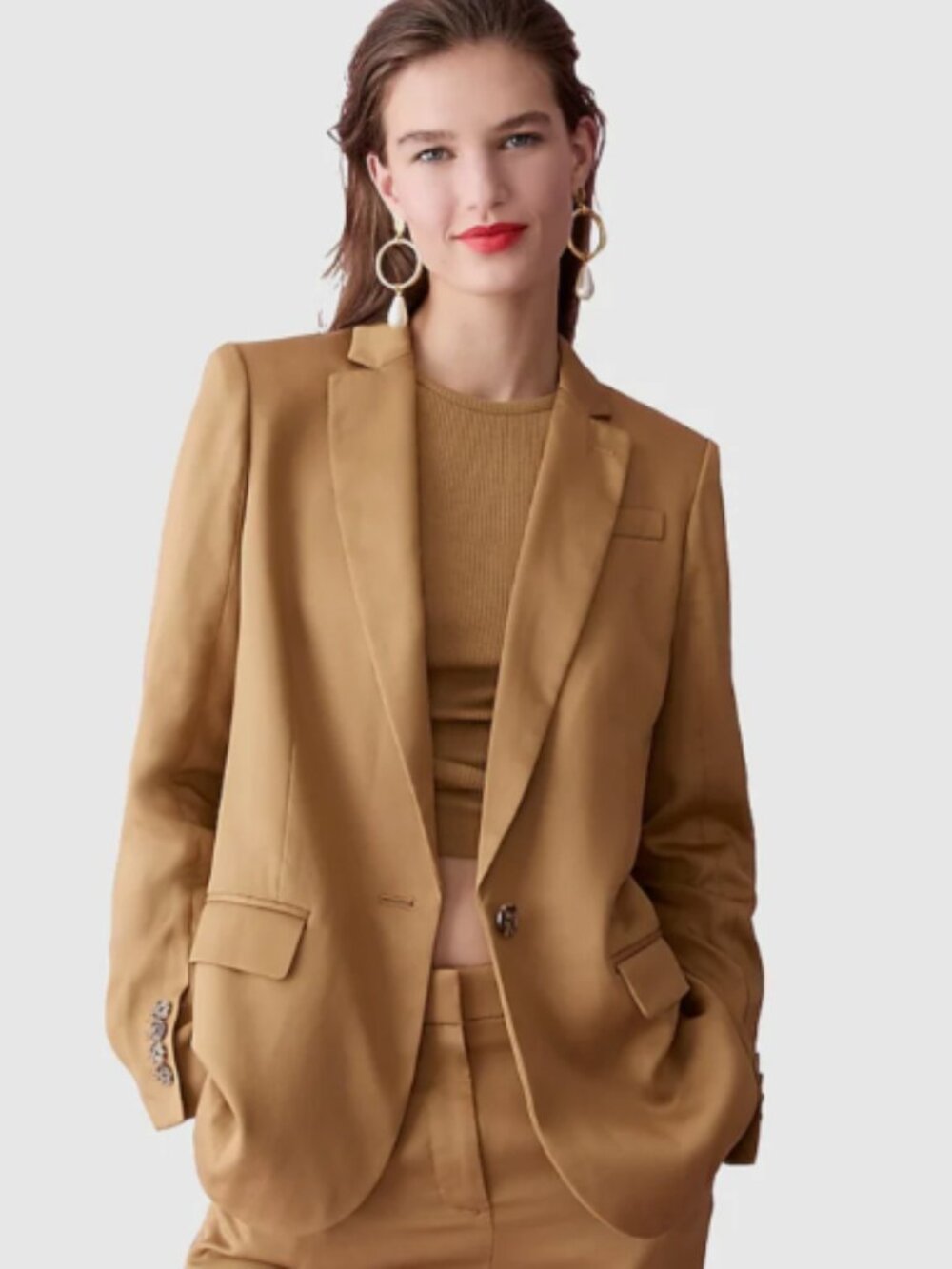 J.Crew Alfie Blazer in Gramercy Twill Light Cappuccino NWOT Size 6